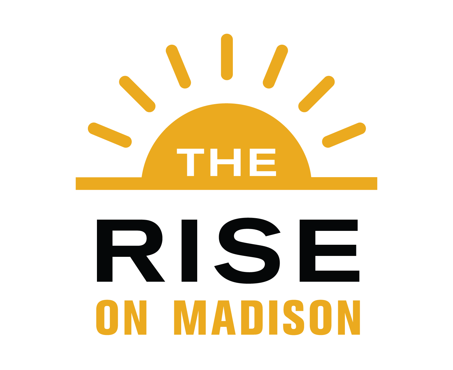 The image is a graphic with a sun and the words "The Rise on Madison".